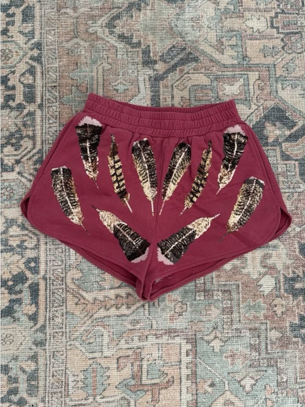 QUEEN OF SPARKLES Feather Shorts XS